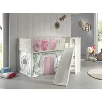 Set Spielbett Rutsche Vorhang Lattenrost Hochbett Kinder 90x200 rosa Prinzessin