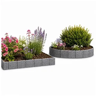 Hti-Living Rasenkante Steinoptik 10-teilig 200 x 20 cm grau