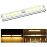 QUBEBU LED Unterbauleuchte Schrankleuchte Batterie Bewegungssensor Lampe Schranklampe Nachtlicht, LED fest integriert, Weiß, Warmweiß, 1/2/4 Stück, 19 x 3 cm, LED fest integriert, Sensor Lampe, Garderobe 1 Stück