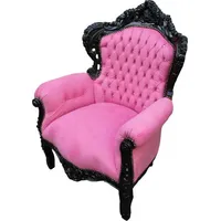 Casa Padrino Barock Sessel King Rosa / Schwarz mit