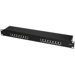 LogiLink Patchpanel 19" Schrankeinbau Cat.6 STP 16 Ports PoE Ethernet
