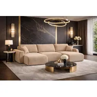 kaiser möbel Ecksofa mit Schlaffunktion und Bettkasten U-Form Ariel U XL, Veloursstoff Salvador, Beige - Beige