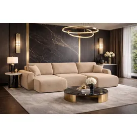 kaiser möbel Ecksofa mit Schlaffunktion und Bettkasten U-Form Ariel U XL, Veloursstoff Salvador, Beige - Beige