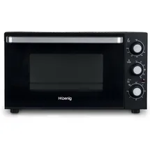 h.koenig elektrischer Mini-Backofen 30L FO30 Kompakt, Freistehend, Multifunktionell, Leistungsstark 1500W, Programmierbar - 6 Modi, 230°, 60 Min Timer, Glastür Doppelverglasung, Antihaft-Backblech