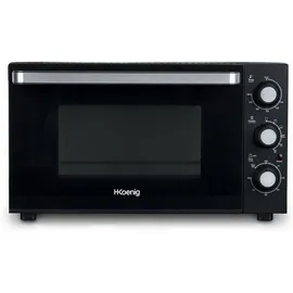 h.koenig elektrischer Mini-Backofen 30L FO30 Kompakt, Freistehend, Multifunktionell, Leistungsstark 1500W, Programmierbar - 6 Modi, 230°, 60 Min Timer, Glastür Doppelverglasung, Antihaft-Backblech