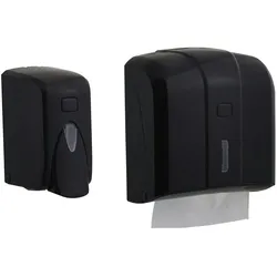 CleanSV® Via Set Schwarz  Seifenspender 500 ml. und Papierhandtuchspender