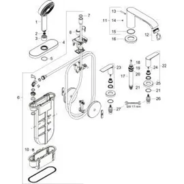 Hansgrohe Vivenis, 4-Loch Wannenrandarmatur mit Schlauchbox (sBox), 75444140,
