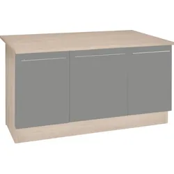 Kücheninsel OPTIFIT "Bern", grau (front: basaltgrau, korpus: akaziefarben, arbeitsplatte: akaziefarben), B:160cm, Komplettküchen-Sets, mit durchgehender Arbeitsplatte als Theke, Breite 160 cm