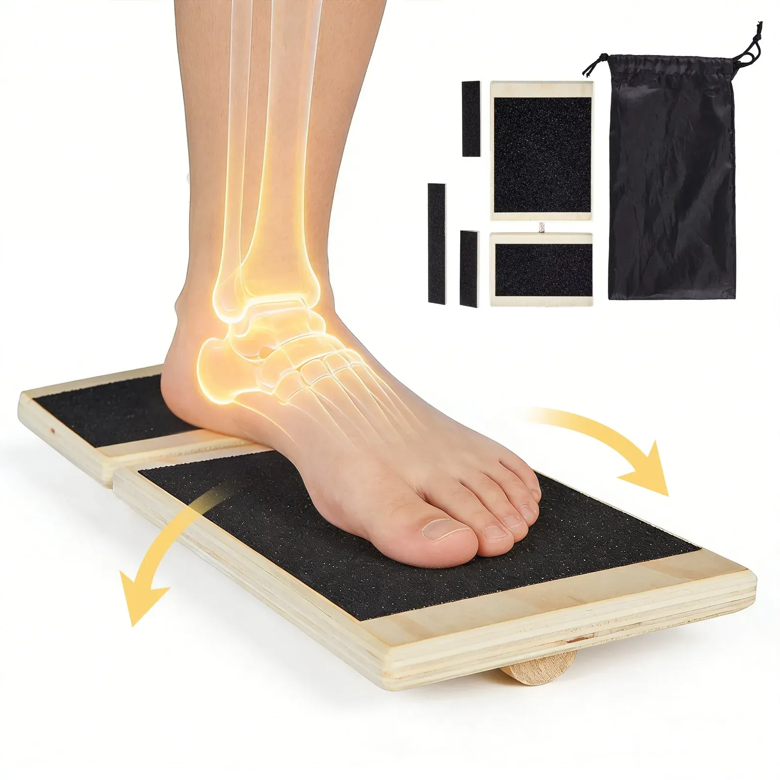 VEVOR Balance Board für Erwachsene, Fußtrainer (30 x 14 x 3 cm) Sprunggelenk-Trainingsgerät, Rutschfester Gleichgewichtstrainer für Physiotherapie, Reha & Fußtraining, inkl. Tragebeutel