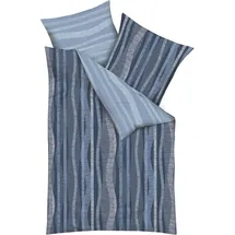 KAEPPEL Curvy Gestreift Blau 135 x 200 cm + 80 x 80 cm