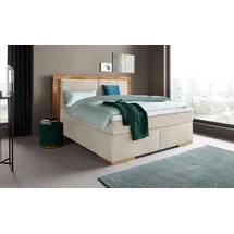 Home Affaire Boxspringbett HOME AFFAIRE "Cup", beige, B:210cm L:206cm, Bezug: Luxus-Microfaser (100% Polyester);Bezug: Microfaser (100% Polyester), Komplettbetten, Boxspringbett, mit Massivholzrahmen, mit Topper, in 2 Härtegraden, in 3 Breiten