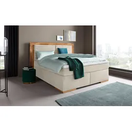 Home Affaire Boxspringbett HOME AFFAIRE "Cup", beige, B:210cm L:206cm, Bezug: Luxus-Microfaser (100% Polyester);Bezug: Microfaser (100% Polyester), Komplettbetten, Boxspringbett, mit Massivholzrahmen, mit Topper, in 2 Härtegraden, in 3 Breiten