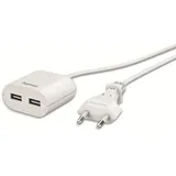 Hama USB-Netzteil mit 1,9 m langem Kabel, 2,4 A, 2x USB-A, Weiß
