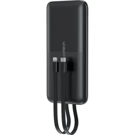CHOETECH B654 10000Mah 22.5W Usb-A / Usb-C / Micro Usb mit integriertem Usb-C / Lightning Kabel - Schwarz - Schwarz