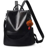 NICOLE & DORIS Damen Rucksack Schultertaschen für Frauen Kunst Leder Rucksack Wasserdichter Reiserucksack Tagesrucksack große Kapazität Anti-Diebstahl Schwarz - L