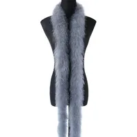 2m 8cm Federboa Truthahnfedern Boa,Flauschige Plüsch-Feder Boa Federstola Federschal Federgirlande für Weihnachtsbaum Hochzeit Basteln Burlesque Karneval Party 20er Jahre Kostüm Deko,ca. 20g Grau