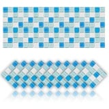 Cendray 20 Stück Fliesenaufkleber öldichte wasserdichte PVC Selbstklebende Dekoration Mosaik-Stil Küche Badezimmer Fliesenaufkleber (15x15cm,Blau)