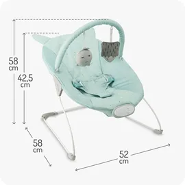 MOMI GLOSSY Babywippe für Babys bis 9 kg, 3-Punkt-Sicherheitsgurt, Metallgestell mit Antirutsch-Füßchen, Gewicht 1,7 kg, Abmessungen 58 x 49 x 53 cm, sensorisches Modul für Kinderförderung