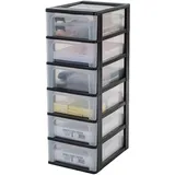 Iris Ohyama Iris Ohyama, Kunststoff Schubladenbox mit 6 flachen Schubladen, Schwarz, Easy-Pull-System, A4, A5 & A6 Format, Schreibtisch Organizer für Büro, Schreibwaren, BPA-frei, Schubladenschrank, OCH-2006