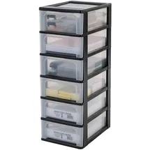 Iris Ohyama Iris Ohyama, Kunststoff Schubladenbox mit 6 flachen Schubladen, Schwarz, Easy-Pull-System, A4, A5 & A6 Format, Schreibtisch Organizer für Büro, Schreibwaren, BPA-frei, Schubladenschrank, OCH-2006