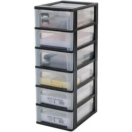 Iris Ohyama Iris Ohyama, Kunststoff Schubladenbox mit 6 flachen Schubladen, Schwarz, Easy-Pull-System, A4, A5 & A6 Format, Schreibtisch Organizer für Büro, Schreibwaren, BPA-frei, Schubladenschrank, OCH-2006