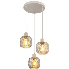 GLOBO Beige 3-flg. 35 cm Rund Glas, Metall