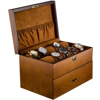 KHUY Uhrenaufbewahrung 20 Uhren, Uhrenbox Herren Holz Uhrenbox Schublade Design Uhrenkasten Damen, Watch Box Große Kapazität Schmuckuhr Organizer Aufbewahrungsbox (Color : Brown)