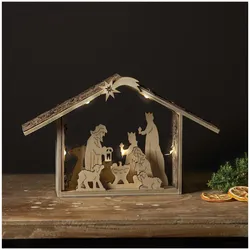 Weihnachtsleuchter Krippe Yuletide Holz natur