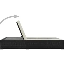 vidaXL Doppel-Sonnenliege 202 x 145 x 80 cm schwarz/cremeweiß