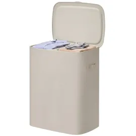 Songmics Wäschekorb mit Deckel 2 Fächer, Wäschesortierer 160 L, 56 x 40
