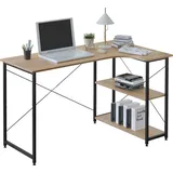 Woltu Schreibtisch Computertisch Büromöbel PC Bürotisch Arbeitstisch aus Holz Stahl, mit Ablage, 120x74x71,5 cm Heller Eiche+Schwarz - Hellbraun/Schwarz