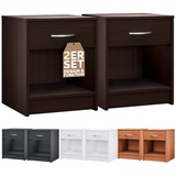CASARIA Casaria® Nachttisch 2er Set mit Schublade Wenge