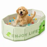 ibettertec Hundepool Hundebadewanne, faltbar Badewanne, Wasserbecken für Hunde 75x45x23cm, (für Garten, Balkon), Faltbare Schwimmbad für Welpen grau|grün