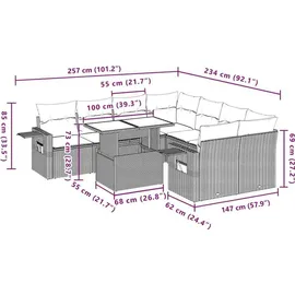 vidaXL Gartensofa-Set 9-tlg. grau