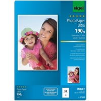 Sigel IP669 InkJet Fotopapier Ultra, A4, 50 Blatt, seidenmatt, extrem lichtbeständig, 190 g, für hochwertige Fotografien