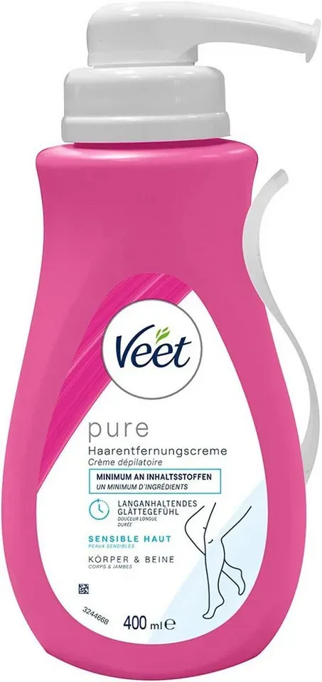 Veet Enthaarungscreme pure für Körper & Beine 400ml, 1 St., Haarentfernungscreme, für sensible Haut