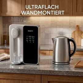 BEM Unicora Wasserfilter Osmoseanlage Umkehrosmose Trinkwasser Wasseraufbereiter UV Direktanschluss, Heißwasserspender 6 Temperaturstufen), TDS Monitor Kalkfrei für Küche Büro