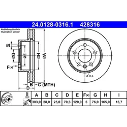 Bremsscheibe ATE 24.0128-0316.1 (2 Stk.) für VW Crafter Grand California Camper