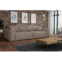 Fun Möbel Big-Sofa Megasofa Couchgarnitur REGGIO in Stoff Poso mit Schlaffunktion, mit Bettkasten, inkl. Rückenkissen und Zierkissen beige
