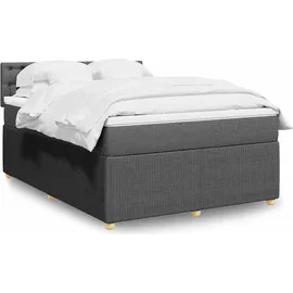 vidaXL Boxspringbett mit Matratze Dunkelgrau 140x200 cm Stoff