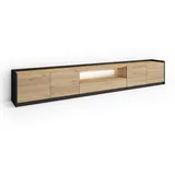 SKRAUT HOME Lowboard 310x50 cm Eiche Schwarz Holzwerkstoff