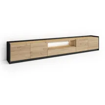 SKRAUT HOME Lowboard 310x50 cm Eiche Schwarz Holzwerkstoff