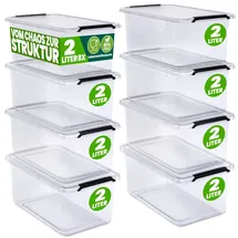 DEUBA Aufbewahrungsbox transparent 8er-Set 20x15x12cm 2L