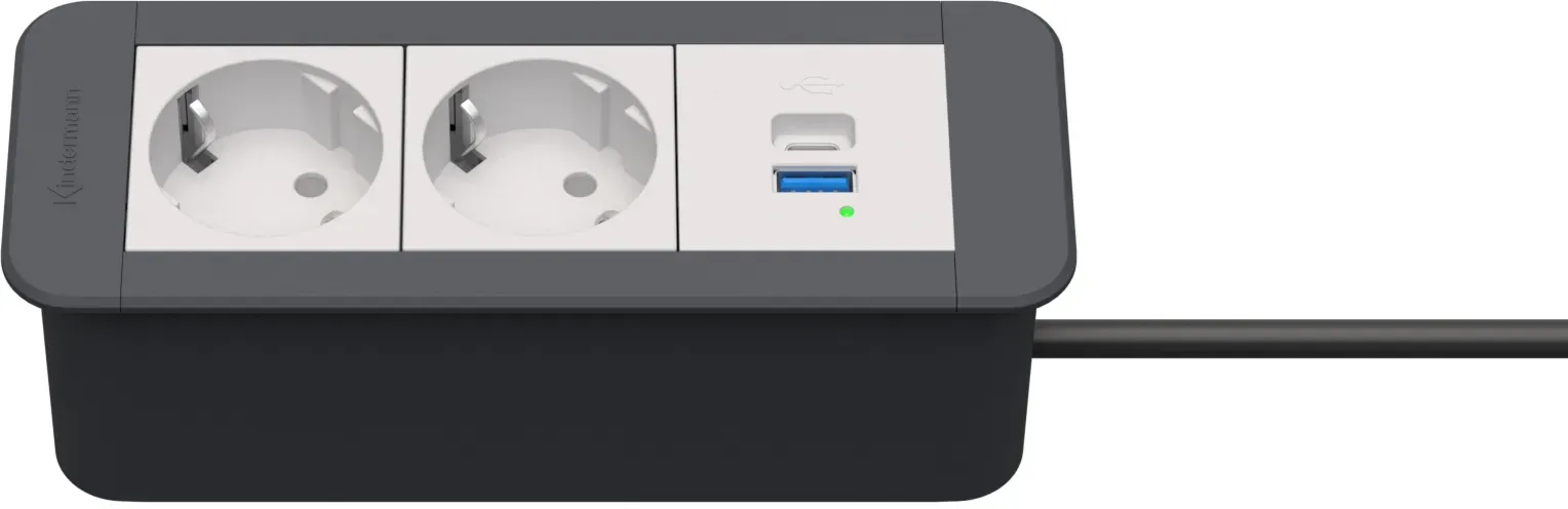 Kindermann CablePort Office frame 3-fach, 2x Strom + 1x USB-A/C