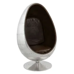 Aviator Egg Chair PILOT | Drehsessel mit Aluminiumverkleidung | Flugzeug Cockpit Loungesessel | Industrie Design | 360° drehbar | Kadima Design