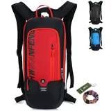 Wasserdichter Rucksack für Radfahren Laufen Wandern Mountain Biken Snowboarden Skifahren, Breathable Rucksack für Outdoor Sport Camping / 10L (Red)