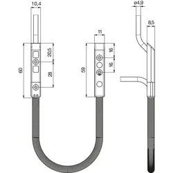 Kabelübergang verdeckt 180°, Türseite 4m/Rahmenseite 8m Kabel, Steckverbindung