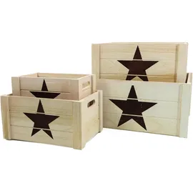 Hti-Living Aufbewahrungsbox Holzkisten-Set 4 Größen 4-tlg. braun