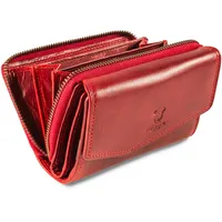 MATADOR |Sevilla| Leder Geldbörse Damen Rot Mittelgroß mit Geschenk Box| Luxus RFID Geldbörse Damen Gross, Rote Geldbörse Damen Groß Viele Fächer | Edles Portemonnaie Damen Rot Brieftasche Damen