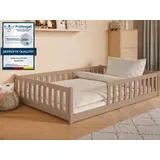 Kids Collective Jugendbett Bodenbett 140 x 200 cm Kiefer massiv braun Milchschokolade